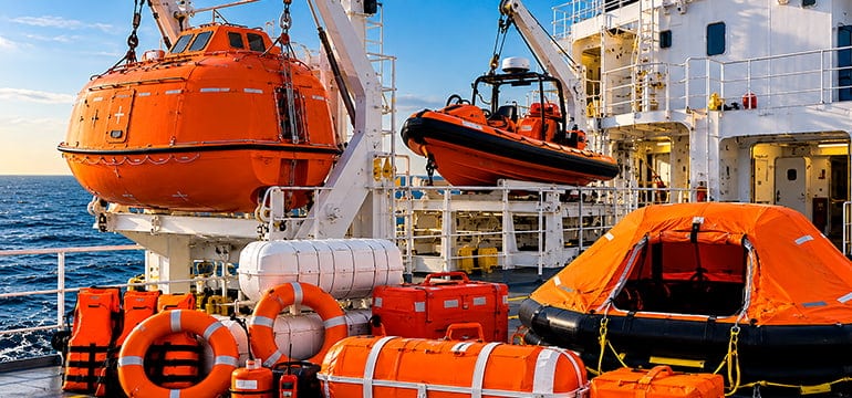 Maritime Safety Gear on Deck